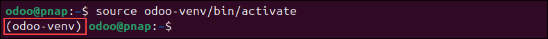 Activating the Odoo virtual environment.