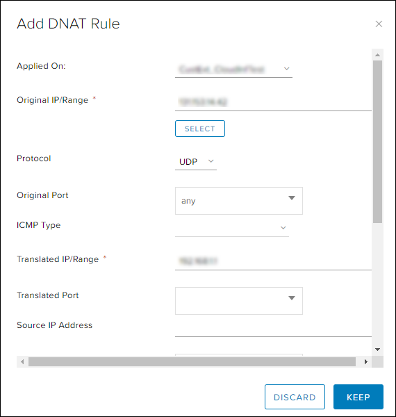 Add DNAT rule NSX-V UI