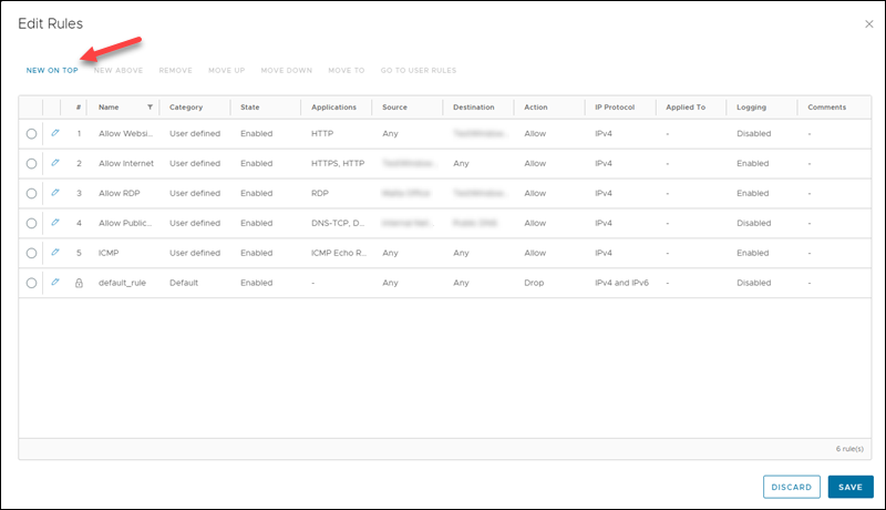 Add firewall rule UI