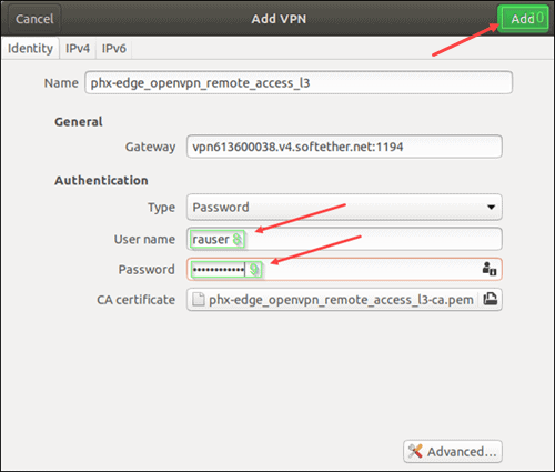 Add VPN for Ubuntu clients.