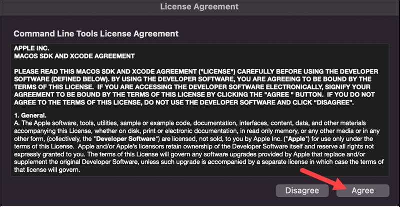 Review and agree to the Xcode License Agreement.