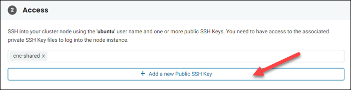 Providing SSH keys for cluster access.