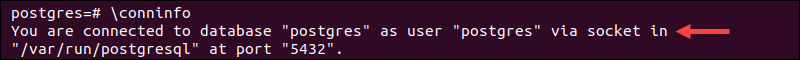 Connection info in psql shell.