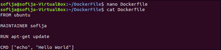 example of dockerfile content