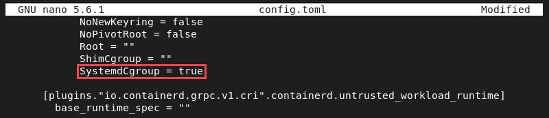 Editing the containerd configuration file.