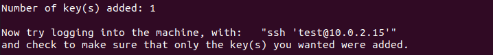 ssh key added output.
