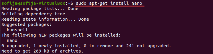 Install package on Linux using the apt-get command.