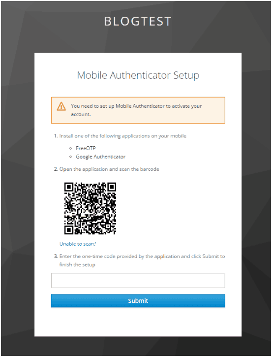 mobile authenticator setup