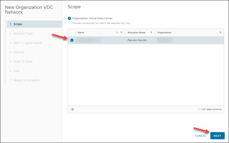 New VDC Network Scope UI