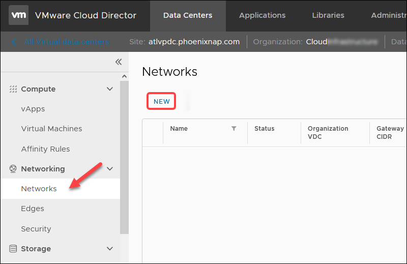 Create new DMZ network option in vCD