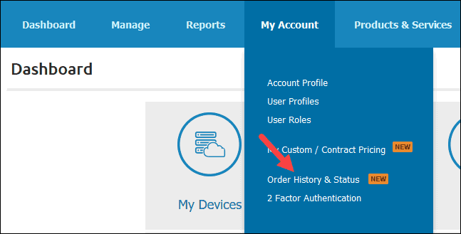order history and status link in pncp