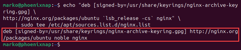 Adding stable Nginx package version.