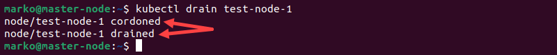 Draining a node with kubectl.
