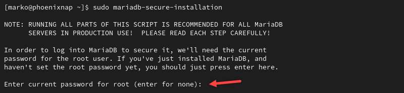 MariaDB security script.