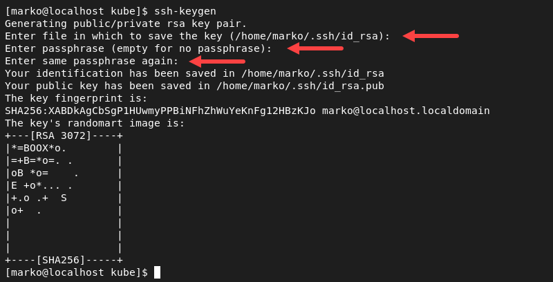 Generating an SSH key.