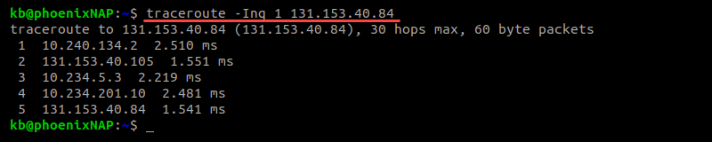 Output of traceroute -Inq